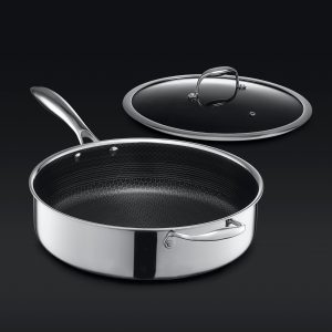 Hexclad Hybrid Deep Saut?? Pan with Lid, 5.5-Qt